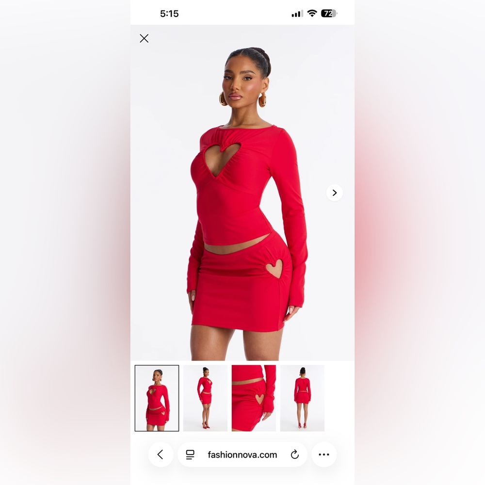 Fashion Nova Red Heart Detail Dress